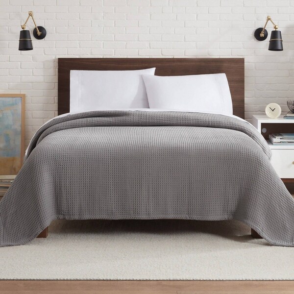 Monarch Brands Aston & Arden Waffle Blanket - King, Grey - P-BLT-WFL-KG-GY