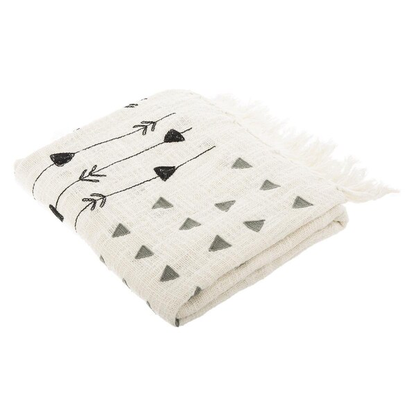 Safavieh 50 x 60 in. Penton Fringe Throw Grey & White - THR908A-5060