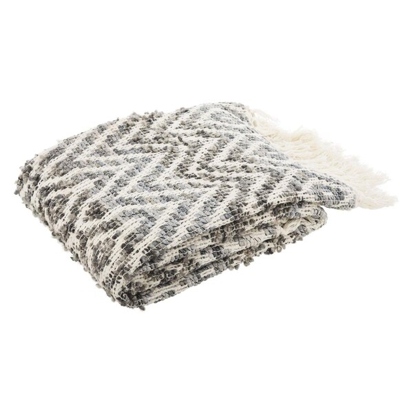 Safavieh 50 x 60 in. Santi Fringe Throw Grey & White - THR905A-5060