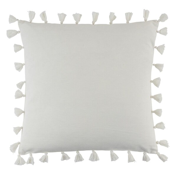 Rlm Distribution SARO  20 in. Mabel Collection Tassel Throw Pillow with Poly Filling  White - HO3203068
