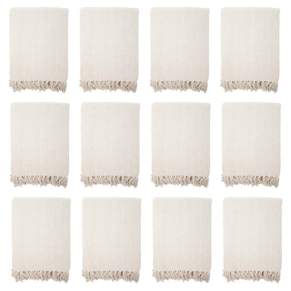 Monarch Brands Common Ground Throw Blankets, 50in x 70in, Patterned , Cream, 12PK - THROW-50X70-CR-CS