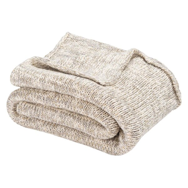 Safavieh 50 x 60 in. Panna Knit Tassel Throw, Light Grey & Gold - THR209A-5060