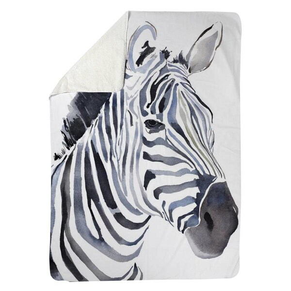 Kd Cuna 60 x 80 in. Watercolor Zebra-Sherpa Fleece Blanket - KD2786957