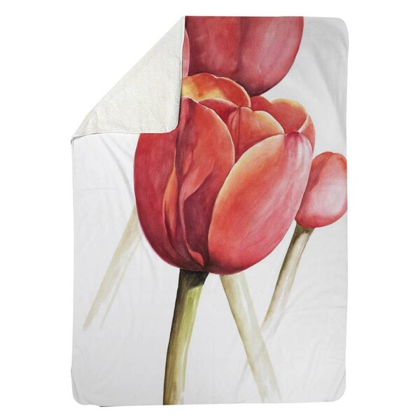 Begin Home Decor 60 x 80 in. Blossoming Tulips Closeup-Sherpa Fleece Blanket - 5545-6080-FL248