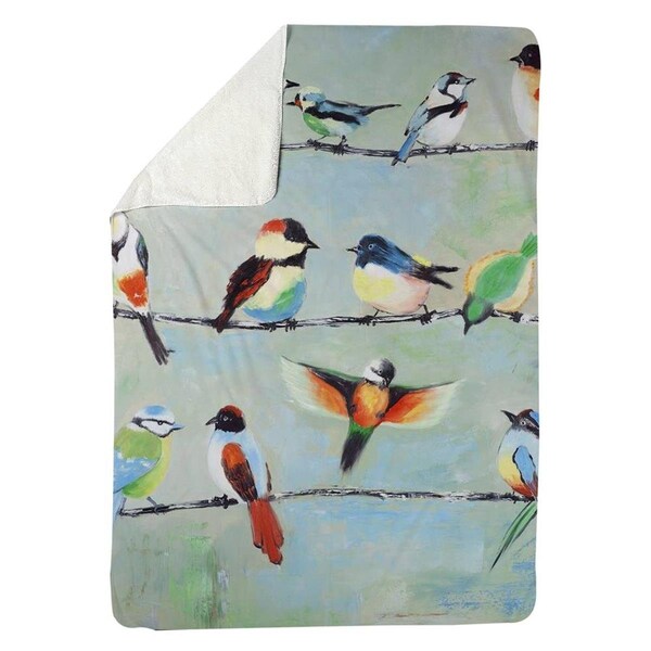 Begin Home Decor 60 x 80 in. Small Abstract Colorful Birds-Sherpa Fleece Blanket - 5545-6080-AN229