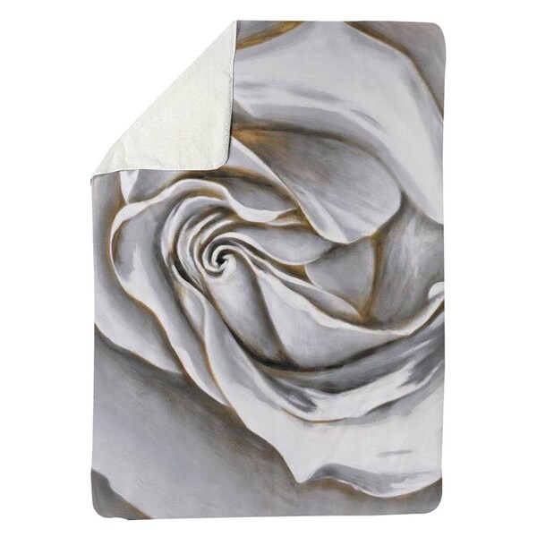 Kd Cuna 60 x 80 in. White Rose Delicate-Sherpa Fleece Blanket - KD2786110