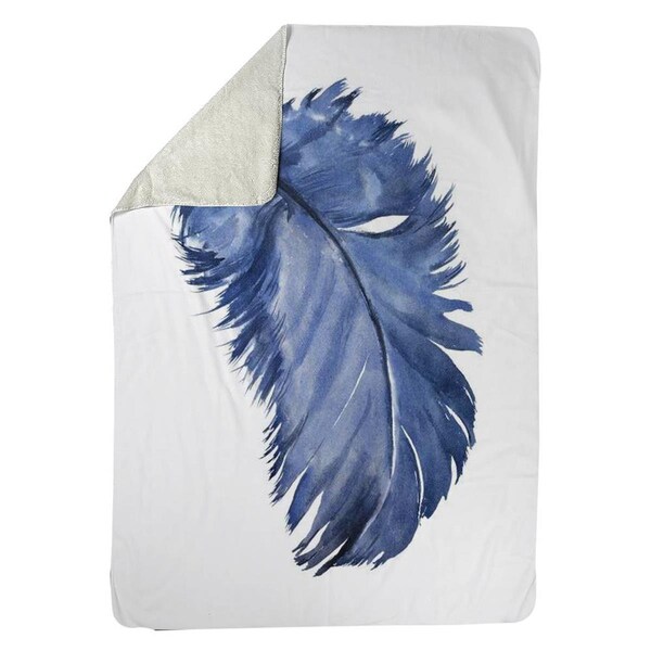 Kd Cuna 60 x 80 in. Watercolor Blue Feather-Sherpa Fleece Blanket - KD2787898