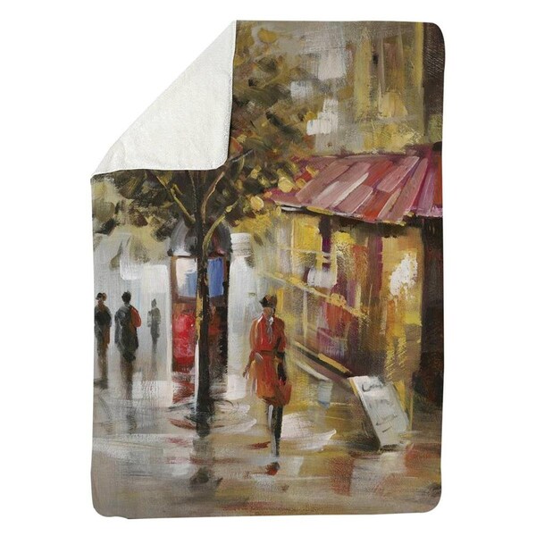 Kd Cuna 60 x 80 in. Abstract Street with Passers-Sherpa Fleece Blanket - KD2788937