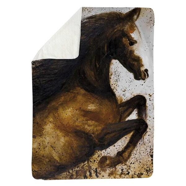 Begin Home Decor 60 x 80 in. Horse Rushing Into The Dust-Sherpa Fleece Blanket - 5545-6080-AN91