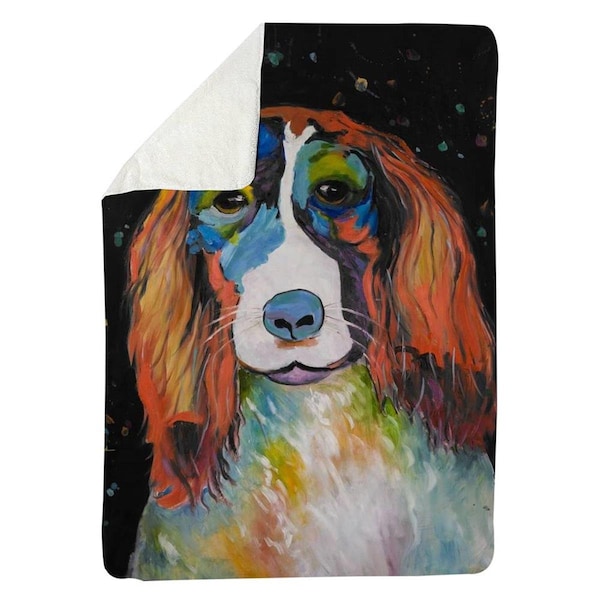 Kd Cuna 60 x 80 in. Colorful Dog-Sherpa Fleece Blanket - KD2788562