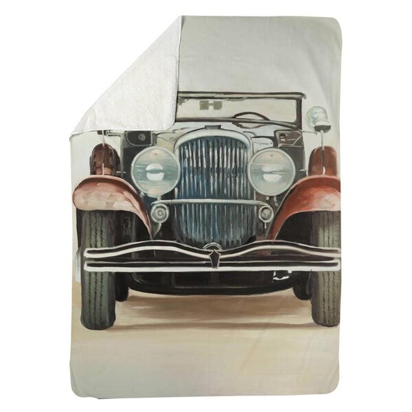 Begin Home Decor 60 x 80 in. Old 1920s Luxury Car-Sherpa Fleece Blanket - 5545-6080-TR46