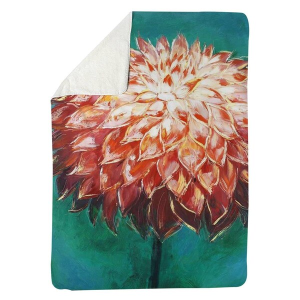 Kd Cuna 60 x 80 in. Abstract Dahlia Flower-Sherpa Fleece Blanket - KD2789977