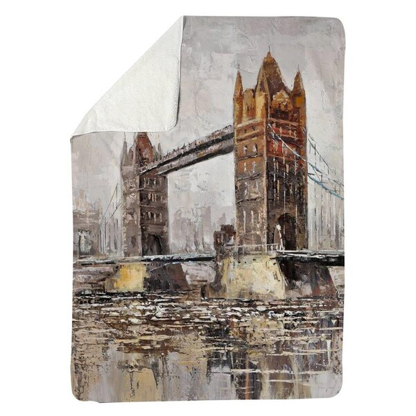 Begin Home Decor 60 x 80 in. London Tower Bridge-Sherpa Fleece Blanket - 5545-6080-CI29