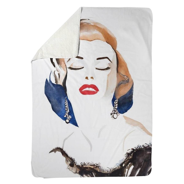 Begin Home Decor 60 x 80 in. Vintage Chic Marilyne Monroe-Sherpa Fleece Blanket - 5545-6080-FI67