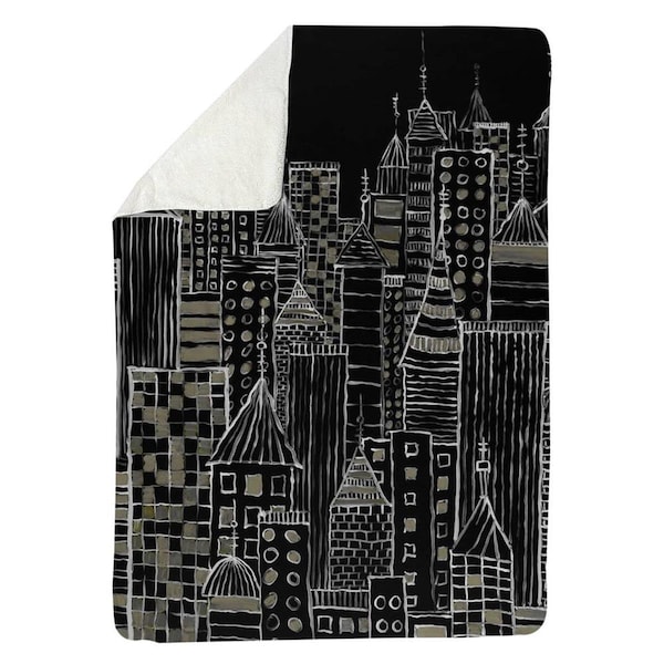 Kd Cuna 60 x 80 in. Illustrative City Towers-Sherpa Fleece Blanket - KD3337955