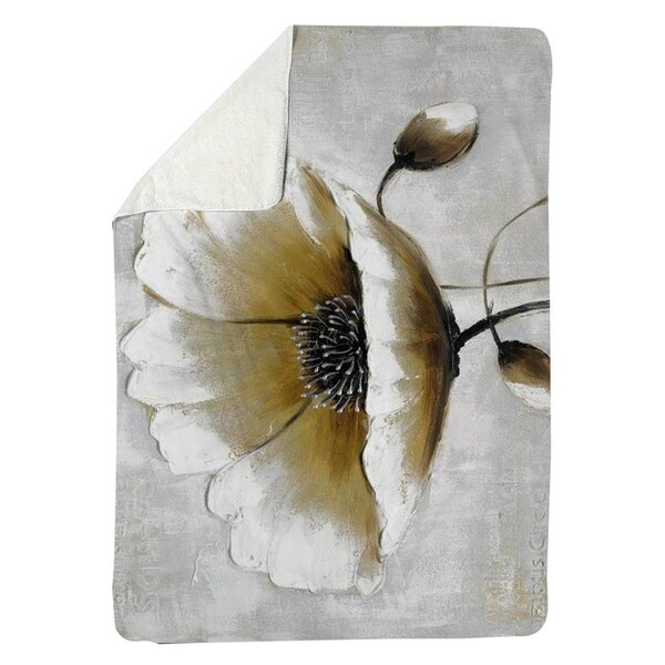 Kd Cuna 60 x 80 in. Modern Beige Flower-Sherpa Fleece Blanket - KD2786876