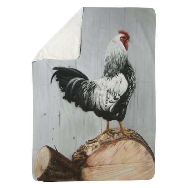Kd Cuna 60 x 80 in. Wyandotte Rooster-Sherpa Fleece Blanket - KD2788515