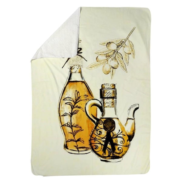 Begin Home Decor 60 x 80 in. Two Bottles of Olive Oil-Sherpa Fleece Blanket - 5545-6080-GA9