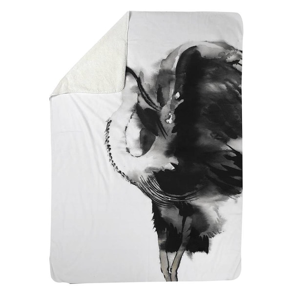 Begin Home Decor 60 x 80 in. Heron-Sherpa Fleece Blanket - 5545-6080-AN447