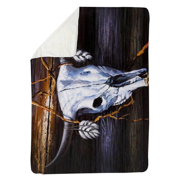 Begin Home Decor 60 x 80 in. Hanged Skull on A Wood Wall-Sherpa Fleece Blanket - 5545-6080-AN114