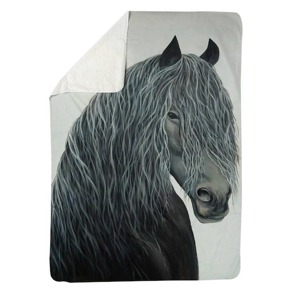 Begin Home Decor 60 x 80 in. Wild Heart Horse-Sherpa Fleece Blanket - 5545-6080-AN496
