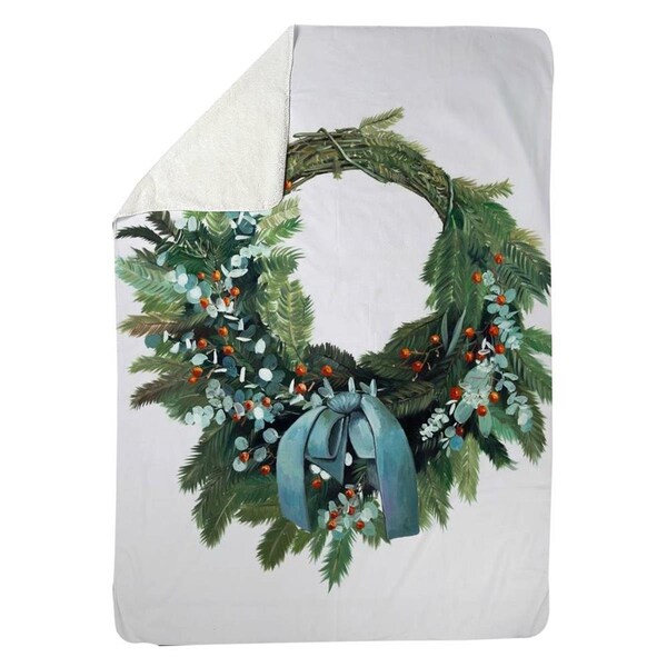 Kd Cuna 60 x 80 in. Christmas Wreath-Sherpa Fleece Blanket - KD2788972