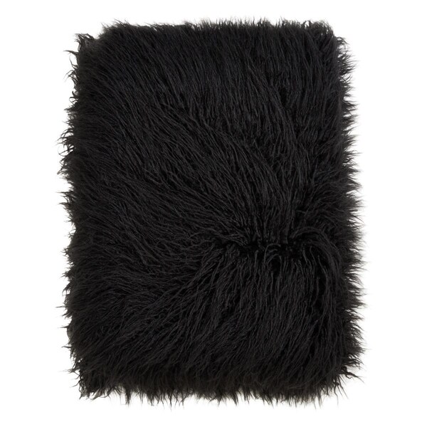 Rlm Distribution SARO  Throw Blanket with Faux Mongolian Fur Design  Black - HO2491508