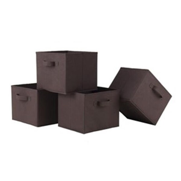 Winsome Trading Capri Set of 4 Foldable Chocolate Fabric Baskets - 38422