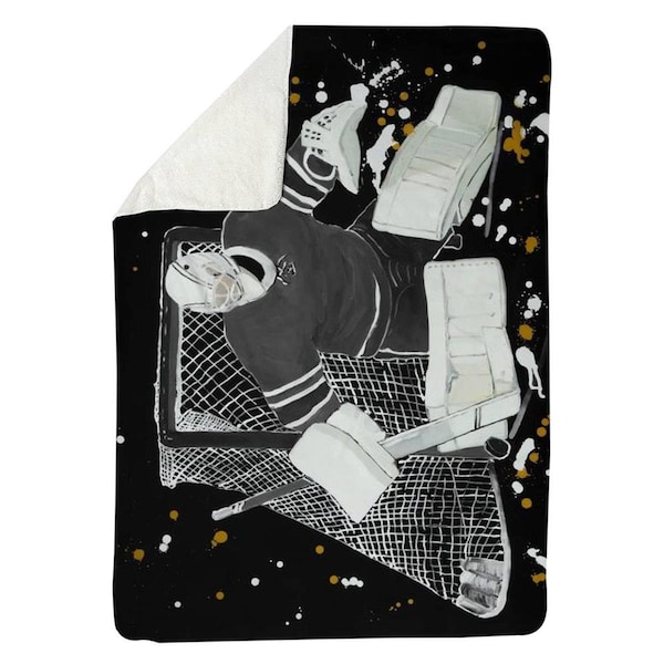 Begin Home Decor 60 x 80 in. Goalkeeper Hockey-Sherpa Fleece Blanket - 5545-6080-SP73