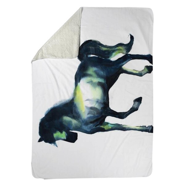 Begin Home Decor 60 x 80 in. Elegant Horse-Sherpa Fleece Blanket - 5545-6080-AN368