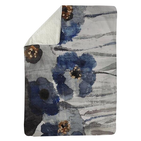 Begin Home Decor 60 x 80 in. Blue Blurry Flowers-Sherpa Fleece Blanket - 5545-6080-FL96