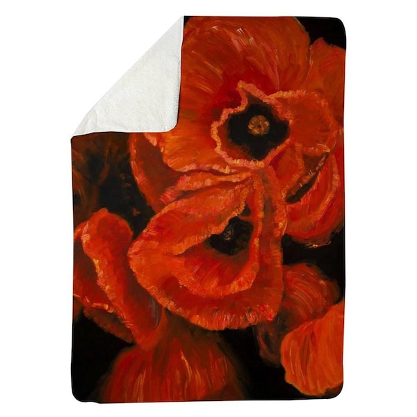 Kd Cuna 60 x 80 in. Poppy Bouquet-Sherpa Fleece Blanket - KD2789923