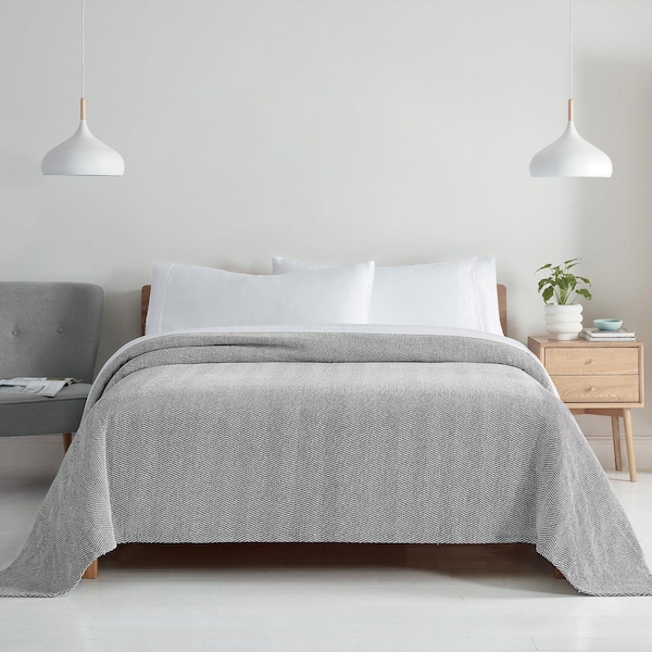 Monarch Brands Aston & Arden Chenille Blanket - Queen, Dark Grey - P-BLT-CHN-QN-DG