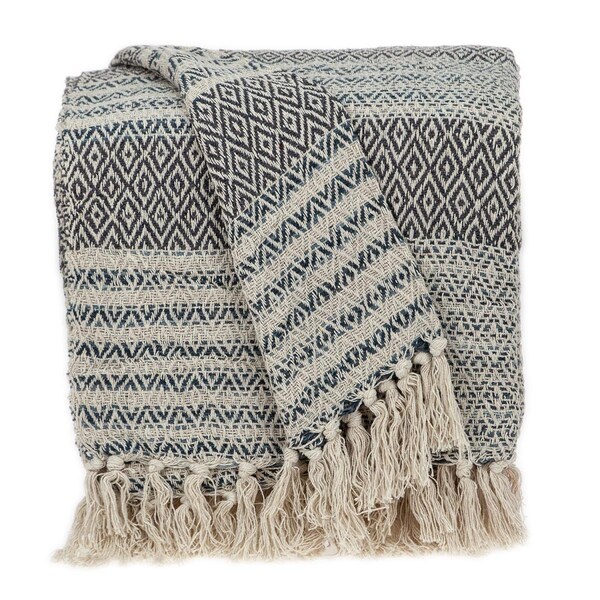 Homeroots Beige & Taupe Diamond Weave Handloom Throw - 476215