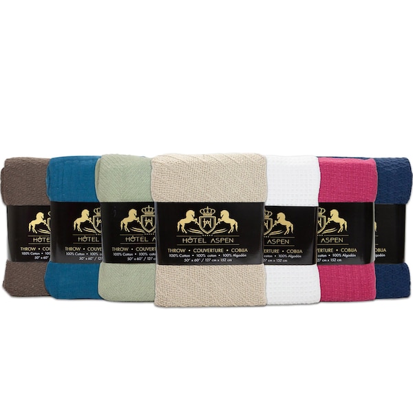 Monarch Brands Hotel Throws - 50in x 60in, Solids , Assorted Colors, 12PK - HA-50X60-SLD-CS