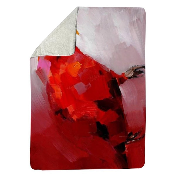 Begin Home Decor 60 x 80 in. Abstract Red Parrot-Sherpa Fleece Blanket - 5545-6080-AN31