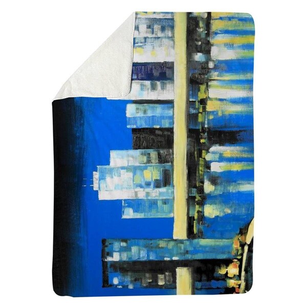 Kd Cuna 60 x 80 in. Skyline of Lower Manhattan-Sherpa Fleece Blanket - KD2786917