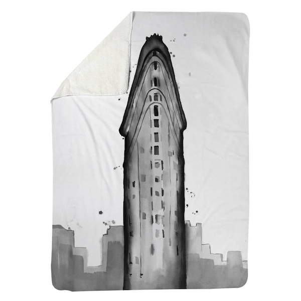 Begin Home Decor 60 x 80 in. Flatiron Building-Sherpa Fleece Blanket - 5545-6080-CI361