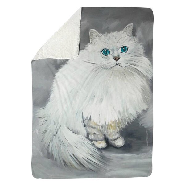 Kd Cuna 60 x 80 in. Chinchilla Persian Cat-Sherpa Fleece Blanket - KD2790148
