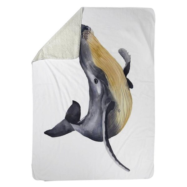 Begin Home Decor 60 x 80 in. Watercolor Blue Whale-Sherpa Fleece Blanket - 5545-6080-AN394