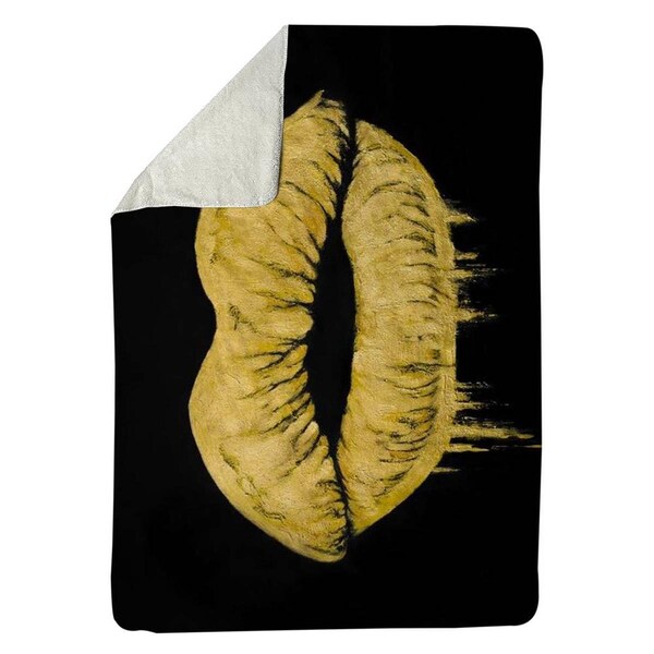 Begin Home Decor 60 x 80 in. Golden Lips-Sherpa Fleece Blanket - 5545-6080-FI89