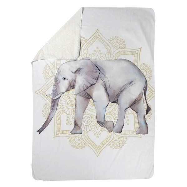 Kd Cuna 60 x 80 in. Elephant on Mandalas-Sherpa Fleece Blanket - KD3333385