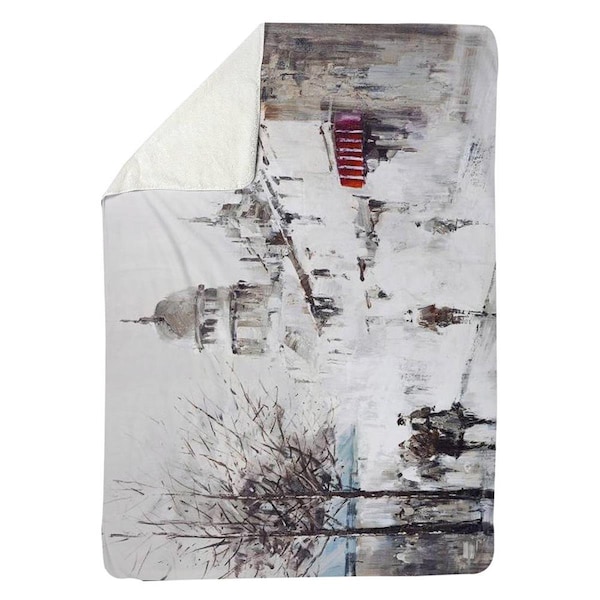 Kd Cuna 60 x 80 in. Grey City Street-Sherpa Fleece Blanket - KD2789761