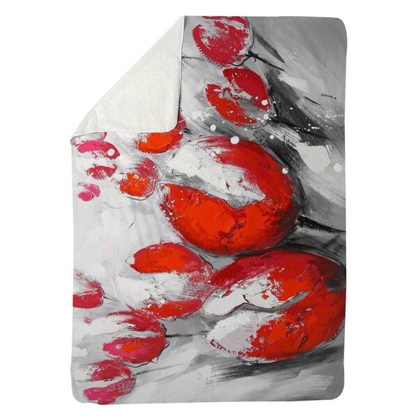 Begin Home Decor 60 x 80 in. Red Tulips-Sherpa Fleece Blanket - 5545-6080-FL64