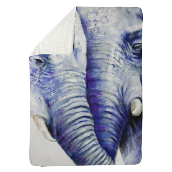 Kd Cuna 60 x 80 in. Elephant Couple Loving Each Other-Sherpa Fleece Blanket - KD2790210