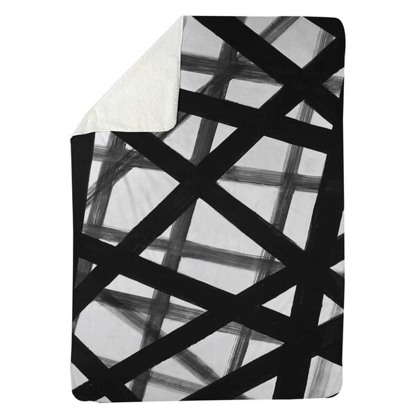 Kd Cuna 60 x 80 in. Abstract Bold Lines-Sherpa Fleece Blanket - KD2785799