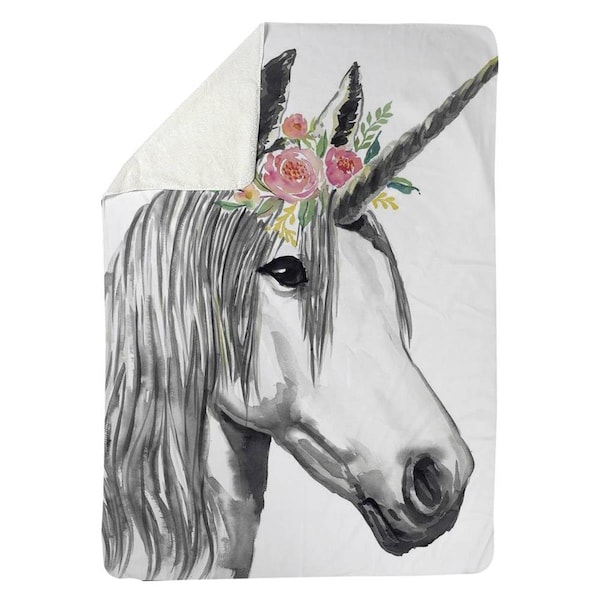 Kd Cuna 60 x 80 in. Unicorn-Sherpa Fleece Blanket - KD2792453