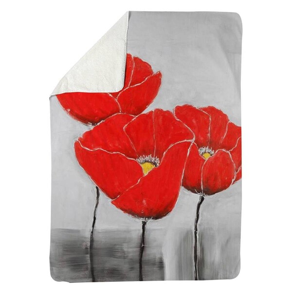 Kd Cuna 60 x 80 in. Three Poppies-Sherpa Fleece Blanket - KD2789772
