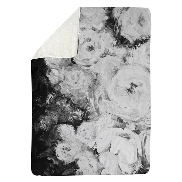 Kd Cuna 60 x 80 in. Monochrome Rose Garden-Sherpa Fleece Blanket - KD2786874