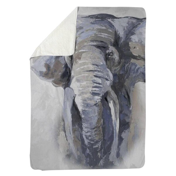 Begin Home Decor 60 x 80 in. Pastel Blue Elephant-Sherpa Fleece Blanket - 5545-6080-AN141-1